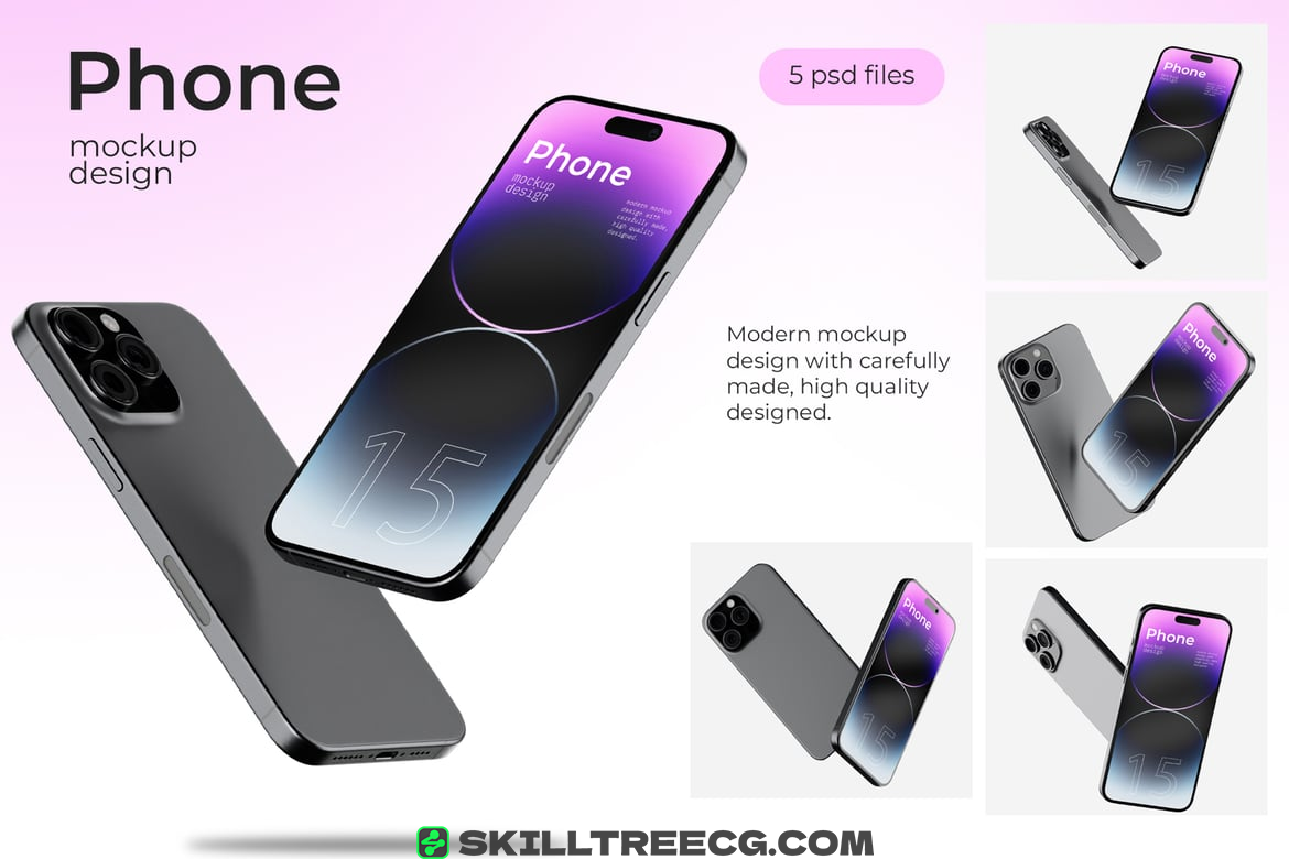 Photorealistic iPhone 14 Pro PSD Mockup Pack（424247）-技能树